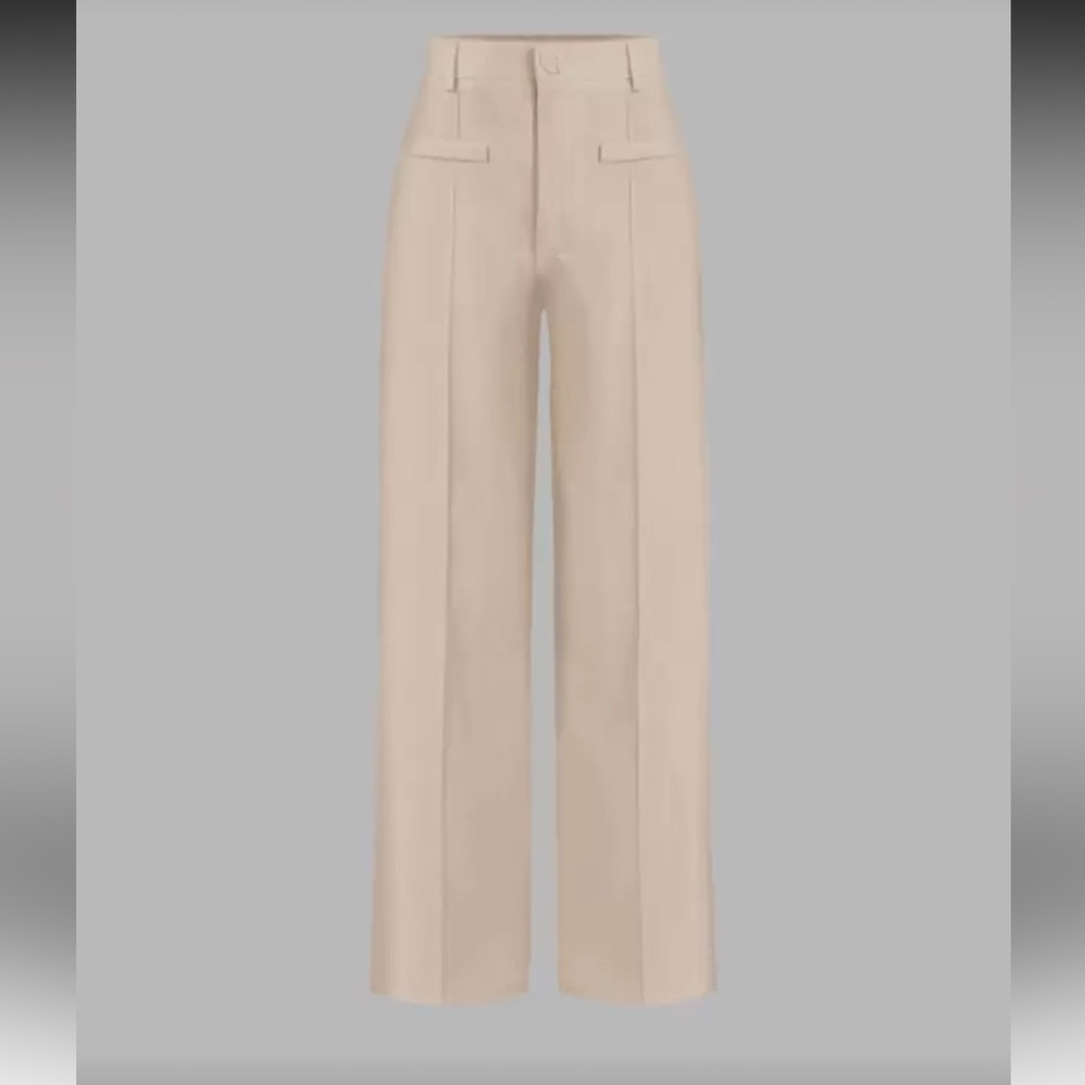 Ivory off white cream seam front flattering trouser pants high waisted - Picture 3 of 7